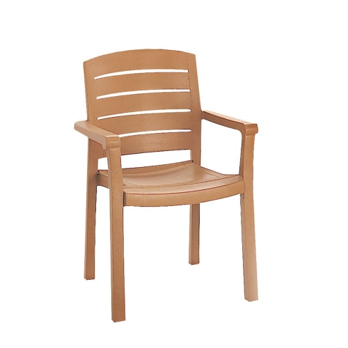 Grosfillex® Acadia Classic Dining Armchair, Teakwood, Minimum Qty. 12